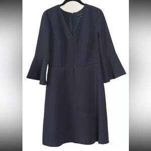 Banana Republic Women’s Dress 6 Navy Blue A Line Bell Sleeve Lined Stretch